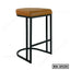 Modern brown leather bar stool with black metal frame, minimalist home or office seating