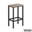 Modern bar stool with wooden seat and black metal frame, minimalist home furniture