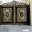 Modern CNC cutting boundary gate with ornate black and gold metal design for home exterior