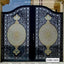 CNC-cut metal boundary gate with intricate black and gold decorative patterns, modern design
