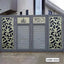 Modern CNC cutting boundary gate with intricate geometric patterns and Arabic calligraphy.