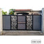 Modern CNC-cut metal boundary gate with floral patterns, black and white, for home entrance