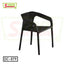 Black modern plastic chair with armrests and perforated backrest, model DC-879