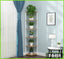 Wooden corner flower rack with potted plants for living room or indoor decor