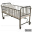Adjustable metal hospital bed with wheels and guardrails, model HB-305