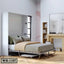 Modern white Murphy wall bed WB-1107 in stylish bedroom with wood flooring