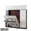 Modern Murphy wall bed with white cabinets, fold-down desk, and built-in shelving unit