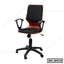Modern black office chair with wooden frame, padded seat, armrests, and wheels, model OC-2414