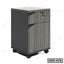 Modern office drawer unit with lock, grey finish, and wheels for easy mobility