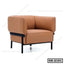 Modern tan office sofa chair with black metal frame, ideal for home or office furniture