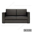 Modern black office sofa with boxy armrests and cushioned seat, front view, model OS-2102