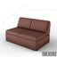 Modern brown two-seater office sofa with cushioned backrest on a white background