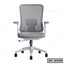 Modern ergonomic office chair with mesh backrest, adjustable armrests, and rolling wheels