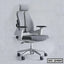 Modern ergonomic office chair with headrest, adjustable armrests and five wheels, grey color