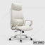 Modern high-back white leather office chair with armrests and wheels, ergonomic design