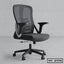 Ergonomic black mesh office chair with adjustable armrests and rolling wheels