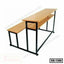 Wooden school bench and desk with black metal frame, ideal for classroom furniture