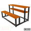 Three-tier wooden school bench with black metal frame, classroom furniture SB-1370