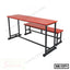 Red and black steel school bench and desk set, suitable for classroom or study use