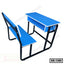 Blue and black metal student bench with desk, modern school furniture, SB-1380 model.