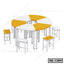 Circular modular school bench set with white and yellow desks and matching stools
