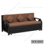 Modern black wooden sofa cum bed with brown cushions and pillows, perfect for living room or office