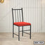 Modern steel dining chair with red cushioned seat, black metal frame, model SDC-554