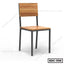 Modern steel dining chair with wooden seat and backrest, minimalist design.