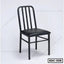 Black steel dining chair with cushioned seat, modern design for home or office use