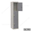 Tall steel locker with three lockable compartments for office or home storage
