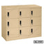Beige steel locker cabinet with nine lockable compartments, ideal for office or home storage