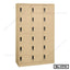 Beige steel locker cabinet with fifteen compartments, ideal for office storage and organization