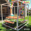Outdoor swing table with wooden seats and metal frame, garden furniture, playful dining set