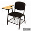 Black metal classroom chair with writing pad and under-seat storage rack