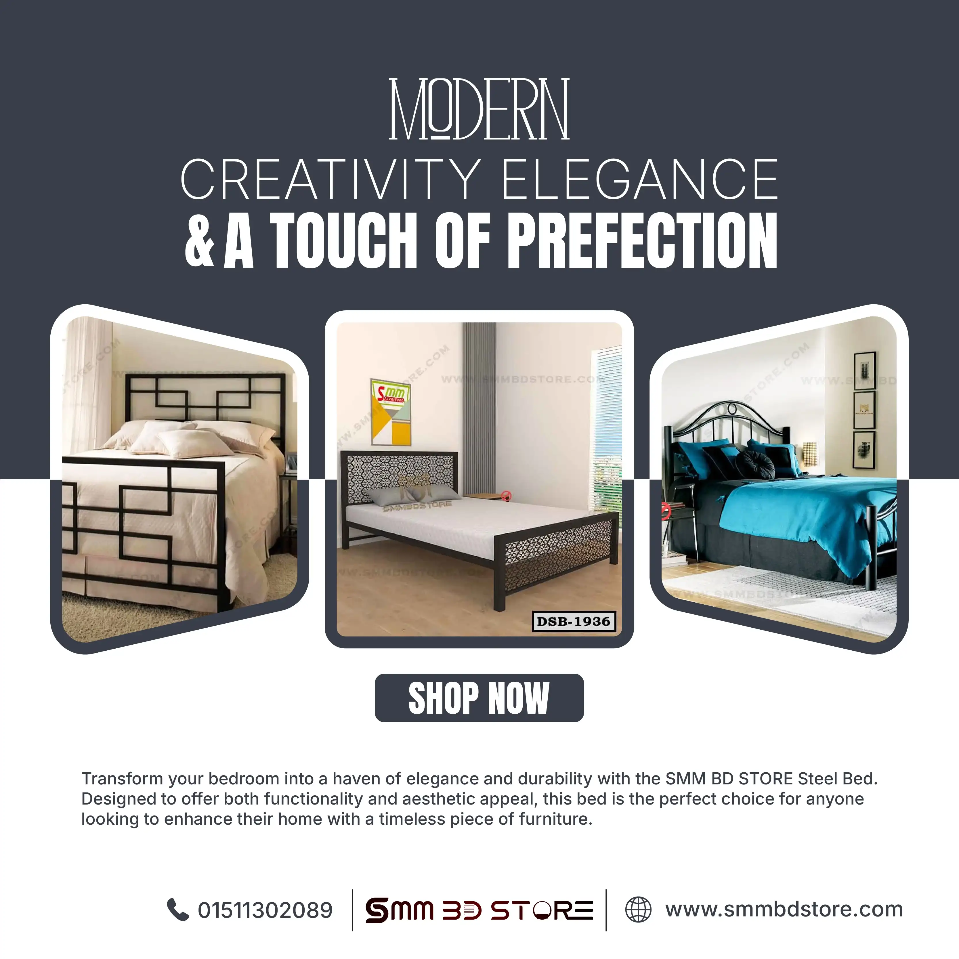 Modern steel bed designs for bedroom, featuring elegant frames and stylish decor.