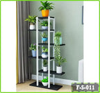 6-tier flower rack with multiple potted plants, modern indoor plant stand by window