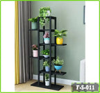 6-tier black flower rack with potted plants for living room or balcony decor