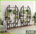 6-tier metal indoor outdoor plant stand with multiple potted plants in modern living room