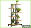 6-tier metal and wood plant stand with potted plants for indoor or outdoor garden display