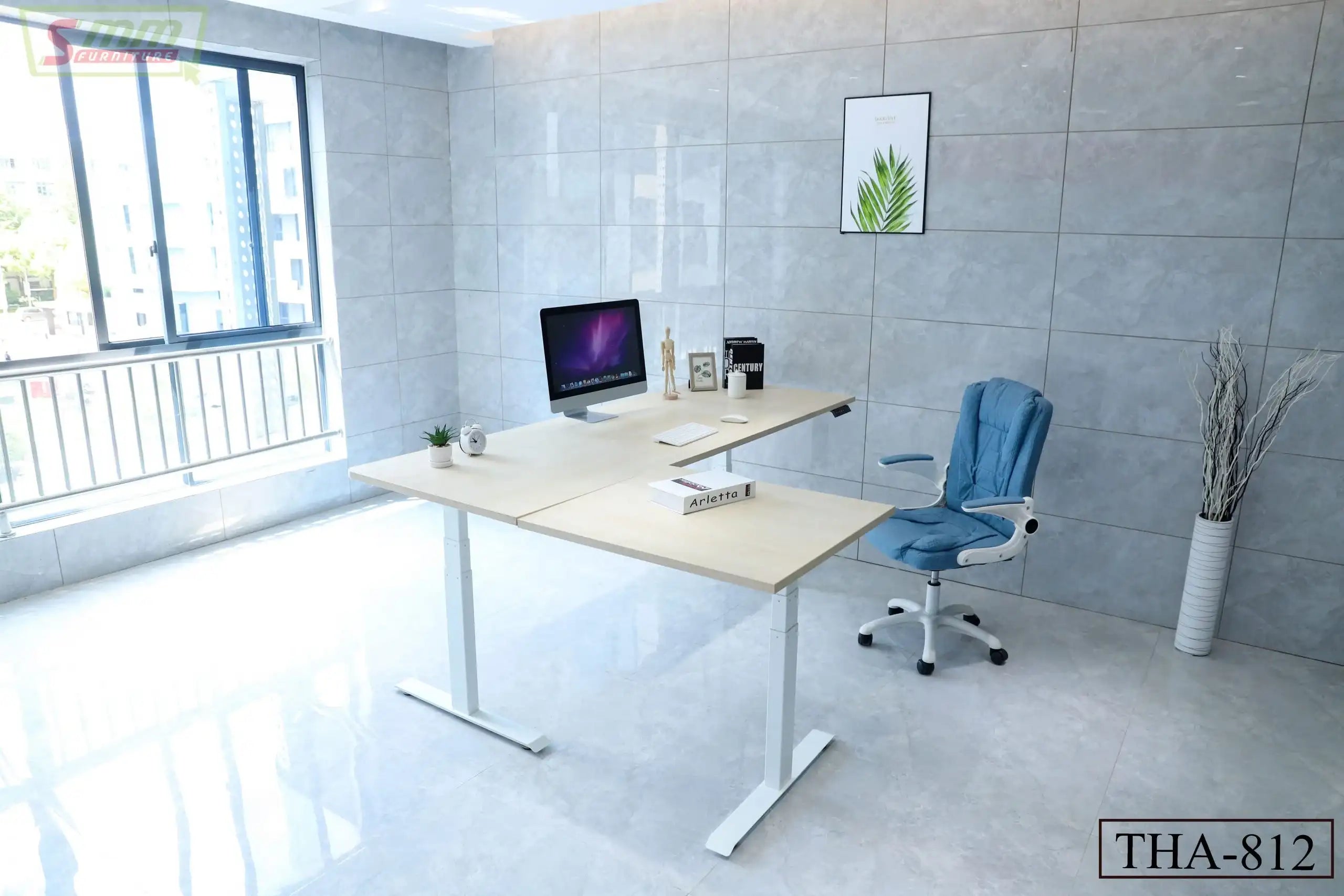 L-Shaped Height Adjustable Desk-THA-812