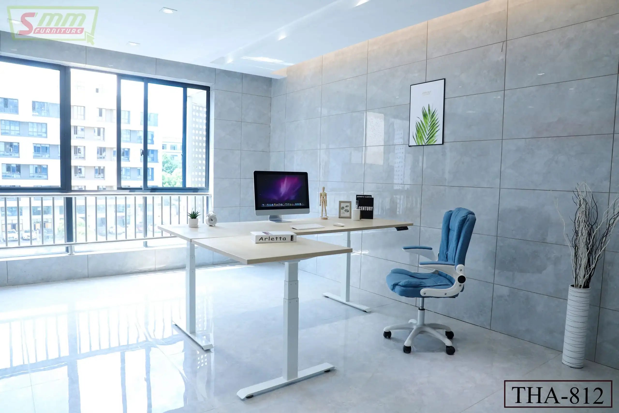 L-Shaped Height Adjustable Desk-THA-812
