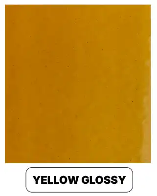 Yellow glossy furniture finish sample with smooth, reflective surface.