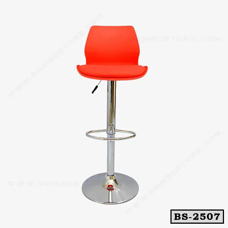 Modern red bar stool with chrome base and footrest, ideal for home or office furniture