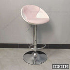 Modern adjustable bar stool with pink cushioned seat and chrome base for home or office