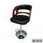 Modern bar stool with black leather seat, wooden backrest, and chrome base, model BS-2514