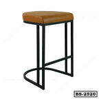 Modern brown leather bar stool with black metal frame, minimalist home or office seating