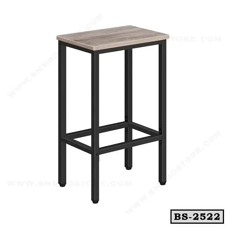 Modern bar stool with wooden seat and black metal frame, minimalist home furniture Main image