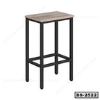 Modern bar stool with wooden seat and black metal frame, minimalist home furniture