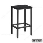 Modern black metal bar stool with square seat and minimalist design for home or office use