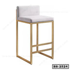 Modern bar stool with white cushioned seat and gold metal frame for home or office